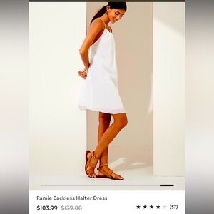 Banana Republic Ramie Backless Halter Dress - White